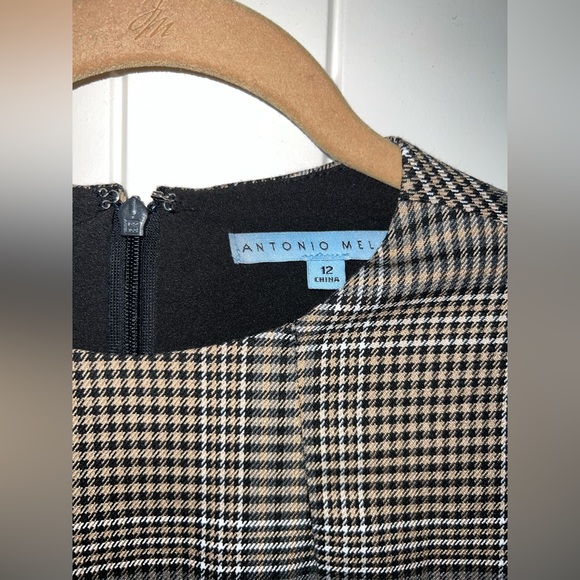 Size 12 Antonio Melani Plaid Fluted Sheath Midi Dress - Picture 8 of 8